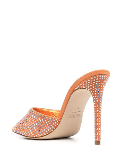 Shop Paris Texas Holly Crystal-embellished Mules In Orange