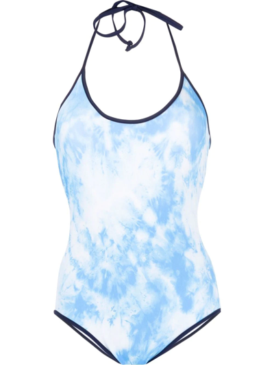 Shop Zadig & Voltaire Tie-dye Halterneck Swimsuit In Blau