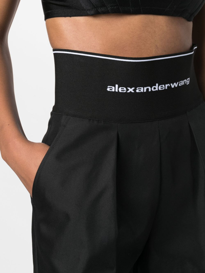 Shop Alexander Wang Logo-waistband Tailored Trousers In Black