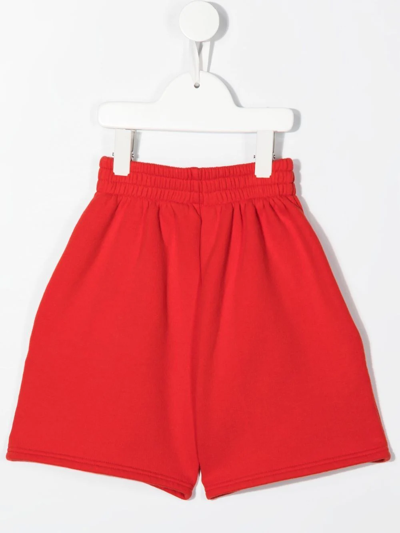 Shop Balenciaga Logo-print Cotton Track Shorts In Red