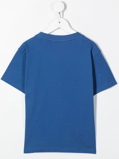 Shop Balenciaga Logo Crew-neck T-shirt In Blue