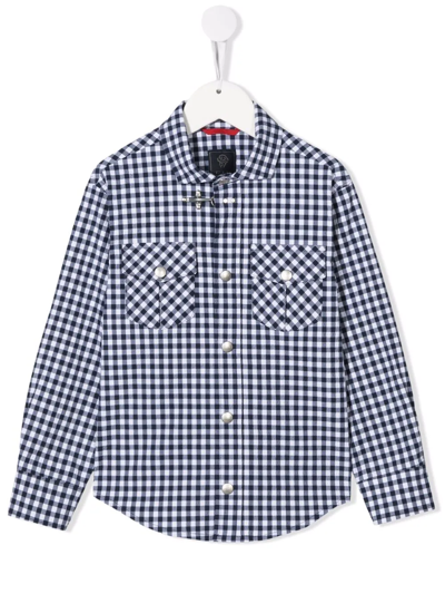 Fay Gingham Check Print Shirt In Blue