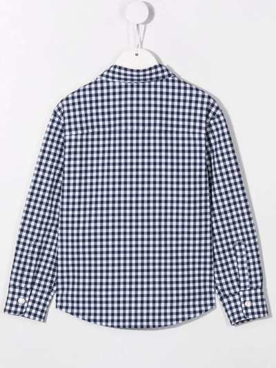 Fay Gingham Check Print Shirt In Blue