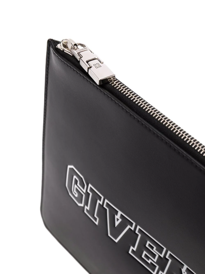 Givenchy Embossed-logo Leather Clutch In Black