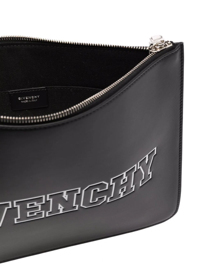 Givenchy Embossed-logo Leather Clutch In Black