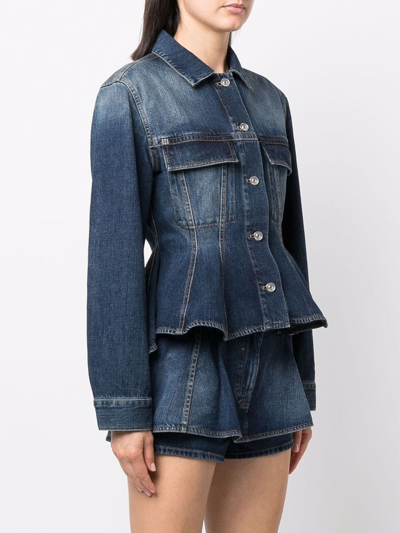 Shop Givenchy Tailored Peplum-waist Denim Jacket In Blue