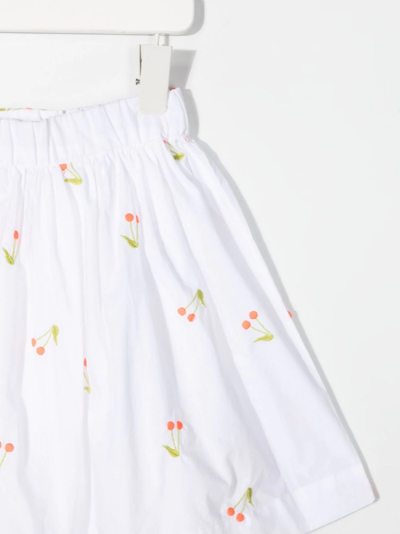 Shop Bonpoint Teen Cherry Embroidered Pleated Skirt In White