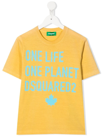 Shop Dsquared2 One Life One Planet T-shirt In Yellow