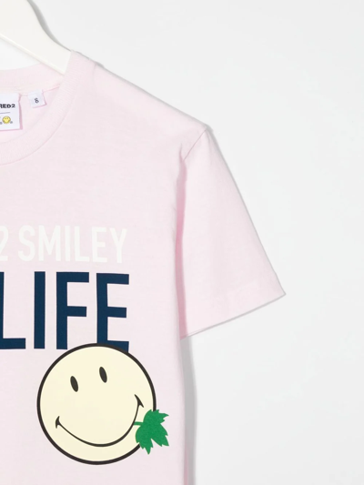 Shop Dsquared2 Smiley-print Short-sleeve T-shirt In Pink