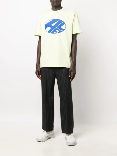 Ader Error Lime Green T-shirt With Printed Distort Logo In Yellow