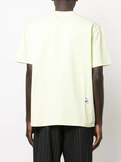 Ader Error Lime Green T-shirt With Printed Distort Logo In Yellow