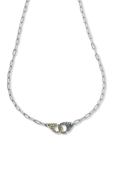 SAMUEL B. SAMUEL B. STERLING SILVER & 18K YELLOW GOLD HANDCUFF PENDANT NECKLACE 