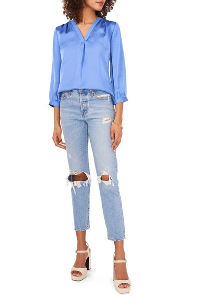 Shop Vince Camuto Rumple Fabric Blouse In Blue Jay