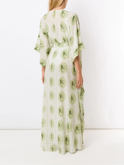 Shop Adriana Degreas Tie-fastening Printed Beach Dress In Green