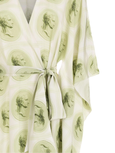 Shop Adriana Degreas Tie-fastening Printed Beach Dress In Green