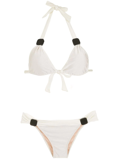 Shop Adriana Degreas Ruched-detail Bikini In White