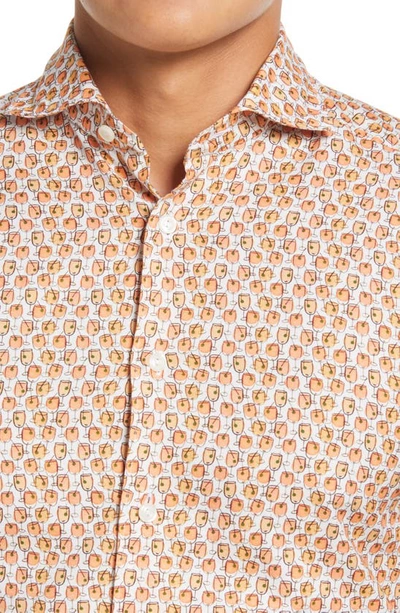 Shop Eton Slim Fit Cocktail Print Dress Shirt In Orange