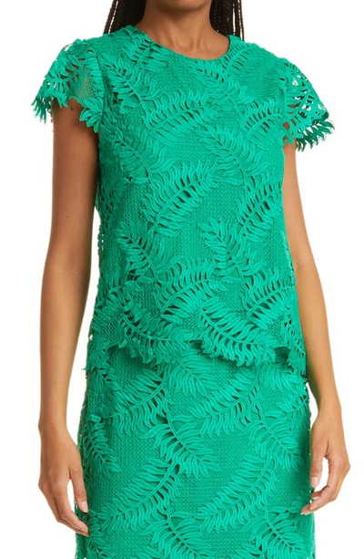 Shop Milly Tropical Palm Lace Miniskirt In Leaf