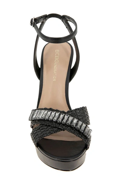 Shop Bcbgeneration Niada Ankle Strap Platform Sandal In Black Woven