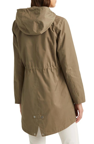 Shop Lauren Ralph Lauren Cinch Waist Cotton Blend Raincoat In Sage