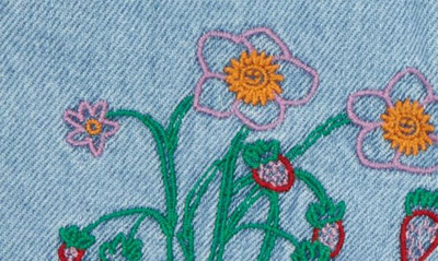 Shop Stella Mccartney Kids' Floral Embroidered Denim Shorts In 606 Lt Denim