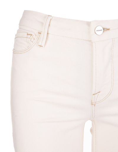 Shop Frame Woman Ecru Le Crop Mini Boot Jeans In White