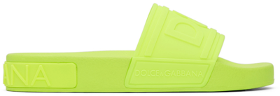 Shop Dolce & Gabbana Yellow Rubber Beach Flat Sandals In 8g240 Fluo/yellow Fl