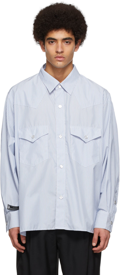Shop Jieda Blue Cotton Shirt In Stripe