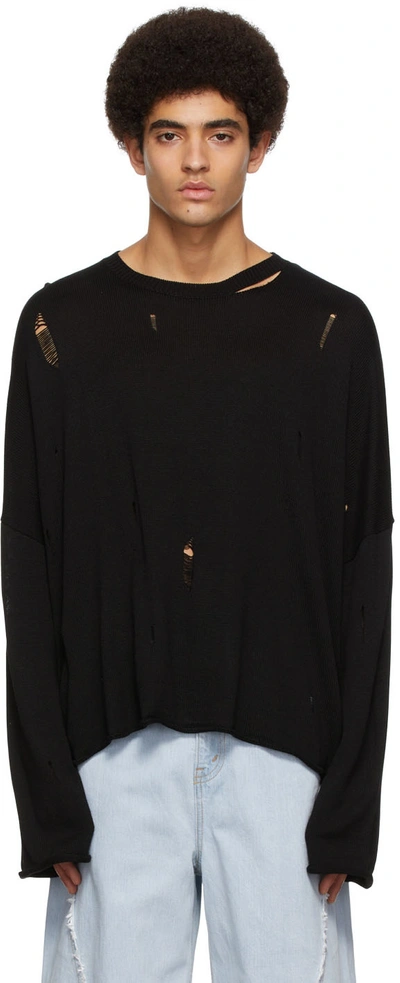 Shop Jieda Black Rayon Sweater