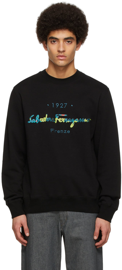 Shop Ferragamo Black Cotton Sweatshirt