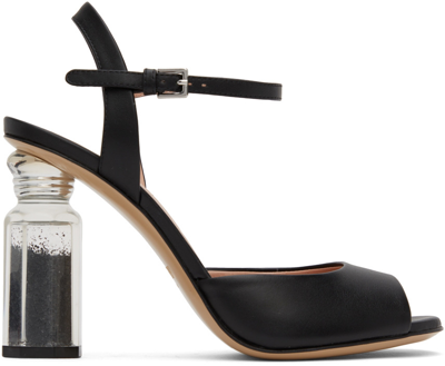 Shop Moschino Black Salt & Pepper Heeled Sandals In 00a Black