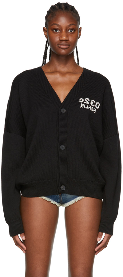 032c Selfie Merino Wool Cardigan In Black | ModeSens