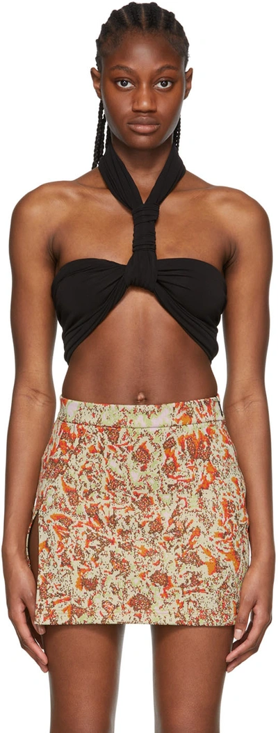 Ambush Twist Halterneck Ruched Cropped Top In Black