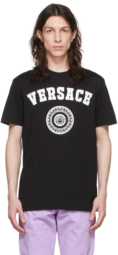 Shop Versace Black Cotton T-shirt In 1b000 Black