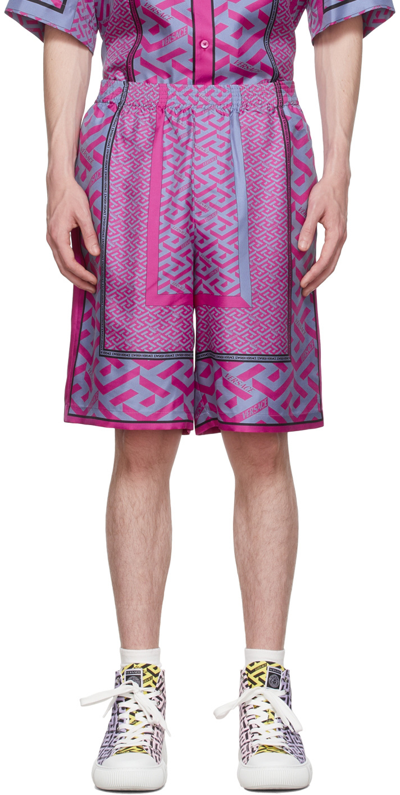 Shop Versace Pink 'la Greca' Shorts In 5p350 Pink
