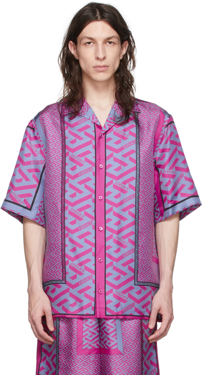 Shop Versace Pink 'la Greca' Shirt In 5p350 Pink