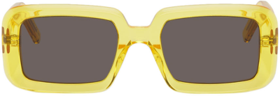 Shop Saint Laurent Yellow Sl 534 Sunrise Rectangular Sunglasses In 004 Yellow