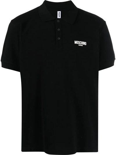 Shop Moschino Logo-print Polo Shirt In Black