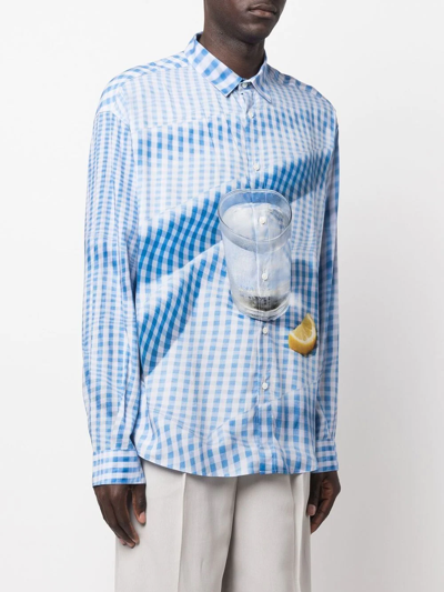 Shop Jacquemus Tablecloth-print Long-sleeved Shirt In Blue