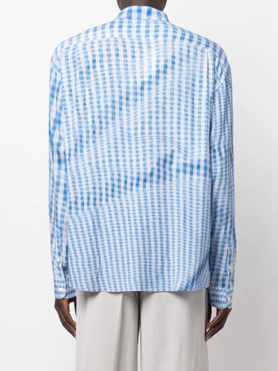 Shop Jacquemus Tablecloth-print Long-sleeved Shirt In Blue