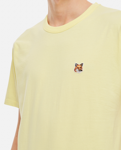 Shop Maison Kitsuné &#039fox Head&#039 Cotton T-shirt In Yellow