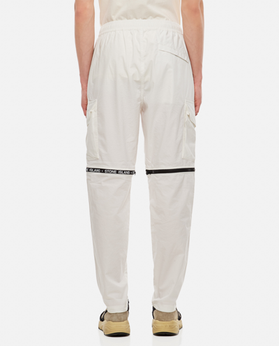 Stone Island Stretch Cotton Convertible Cargo Pants In White | ModeSens