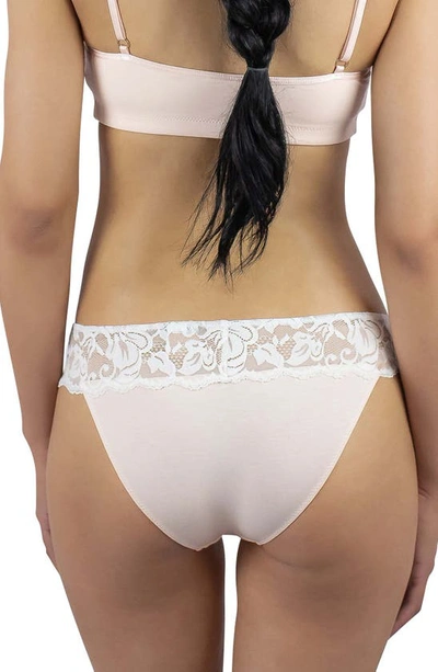 Shop Everviolet Astrid Low Cut Panties In White/ Blush