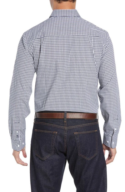 Shop Cutter & Buck Regular Fit Gingham Non-iron Sport Shirt In Liberty Navy