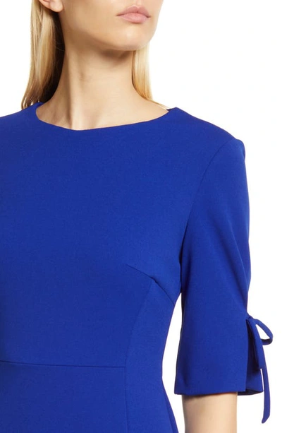 Shop Connected Apparel Tie Sleeve Sheath Dress In Cobalt