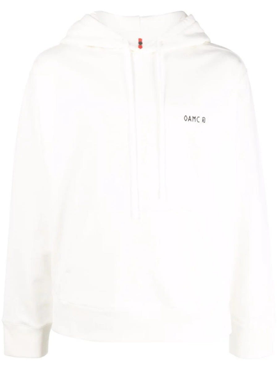 Oamc Abstract Print White Hoodie In White