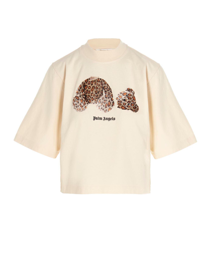 Shop Palm Angels ‘leopard Bear' T-shirt In Beige