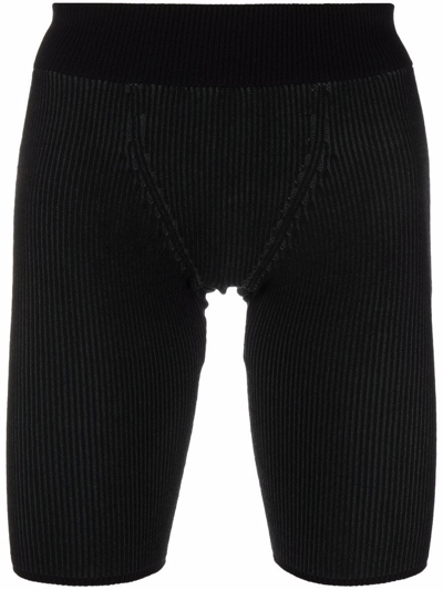 Shop Jacquemus Ribbed Shorts In Nero