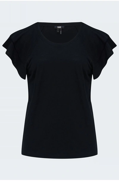 Paige Linnea Flutter-sleeve Tee In Black