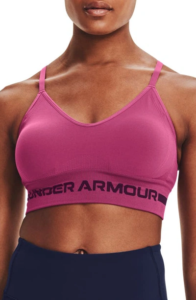 Under Armour Seamless Low Longline Sports Bra In Pink Quartz / Polaris  Purple